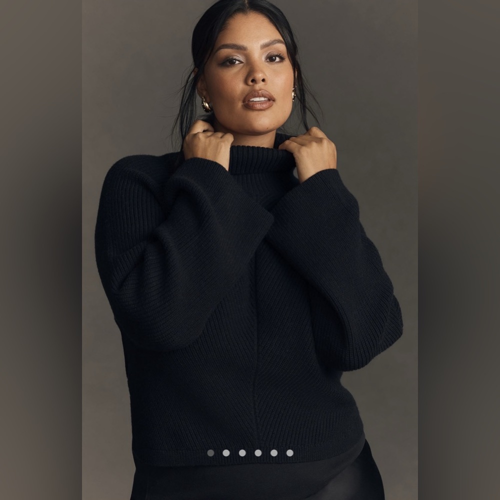 Anthropologie Maeve Cropped Turtleneck Sweater Size 3X, Black